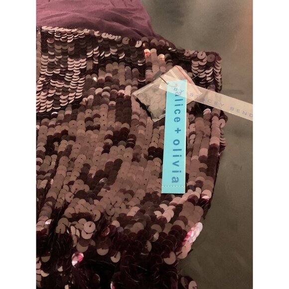 ALICE + OLIVIA Sequin Peplum Top Berry NWT size Small - Picture 5 of 13